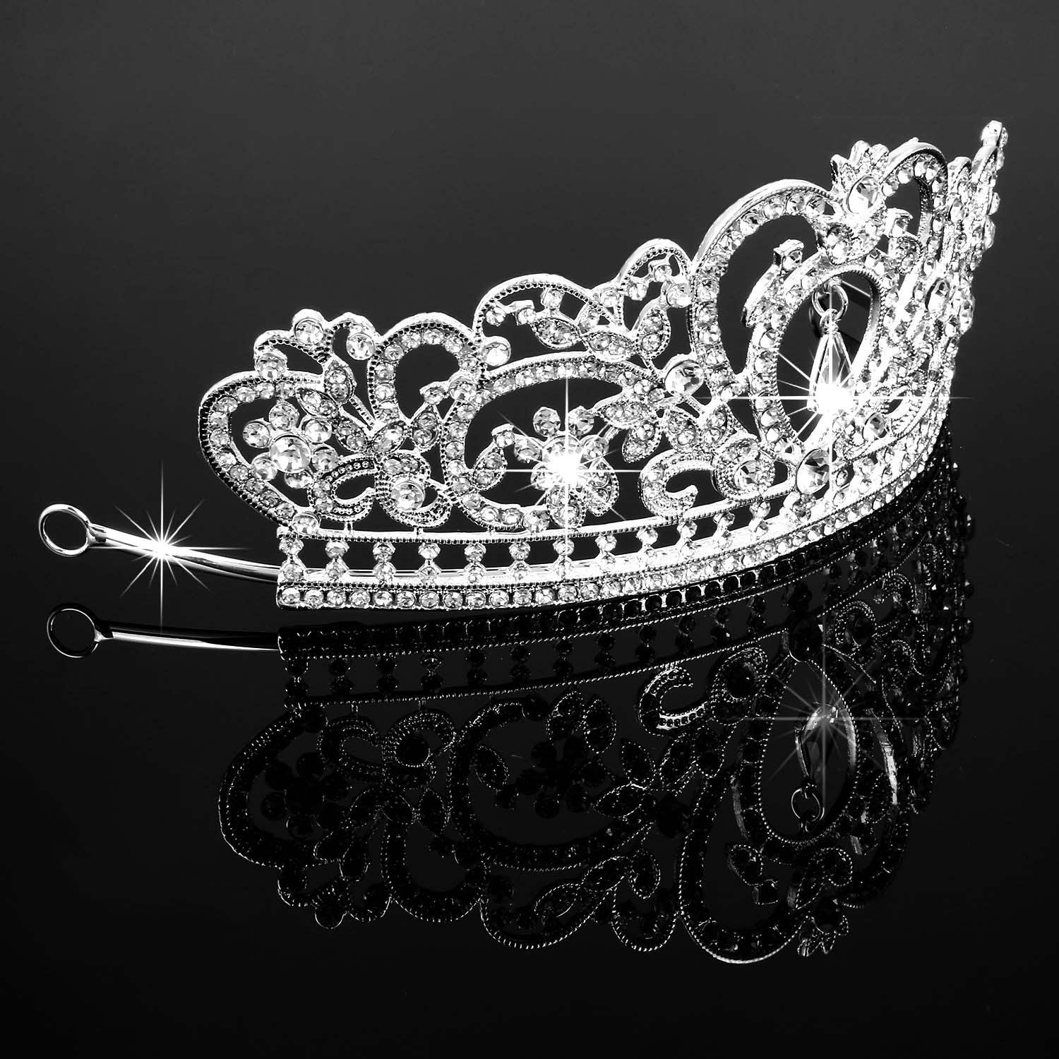 Abeillo Hochzeit Braut Kronen-Stirnband Tiara Charming Strass Kopfstück Silber (Diadem 3)
