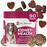 Dr. Harvey's Kidney Support Soft Chews for Dogs | Renal &amp; Urinary Tract Health Supplement with Turkey Tail Mushroom - 90 Chews