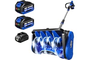 POXURIO 80V Cordless Snow Shovel, 13 Inch Brushless Electric Snow Blower with 2×4.0Ah Batteries & Fast Charger, 13" Width, 6" Depth, 25FT Throw Distance Snow Shovel for Driveway, Patio, Deck