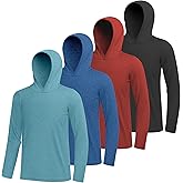 Cooraby 4 Pack Youth Boys Teen Quick-Dry Hoodies Moisture-Wicking Active Long Sleeve Hooded Sweatshirts