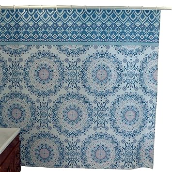 Blue Mandala Waterproof And Mould Proof Bathroom Shower Curtain No
