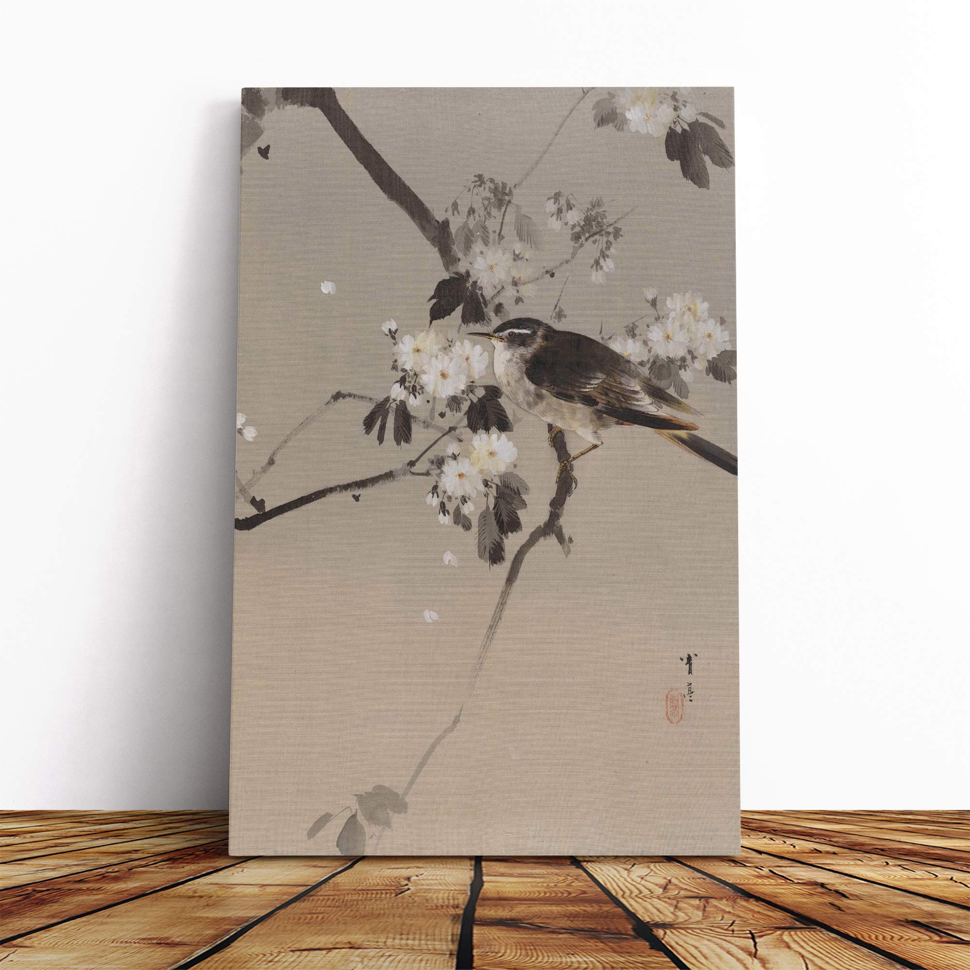 Watanabe Shotei Oriental Japanese Bird Canvas Print | Gallery Wrapped 30mm Frame Wall Art | 20x14 inches | Ready to Hang | Asian Animals Picture | Living Room Bedroom Lounge Office