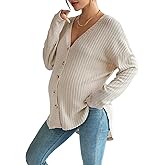 MakeMeChic Women's Maternity Shirts Knit Button Down Nursing Top Fall Maternity Clothes