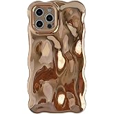 Caseative for iPhone 12 Pro Max Case, Electroplated Gold | Water Ripple Wave Meteorite Bubble Pattern Chrome Plating Electroplated Candy Color Soft