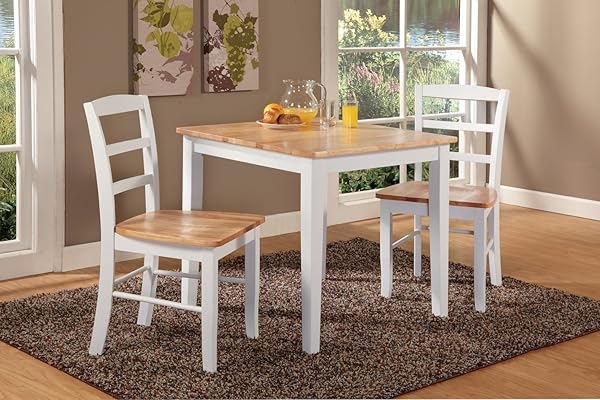 International Concepts K02-3030-C2P-2 Dining Set, 30", White/Natural