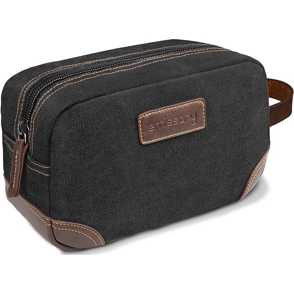 Neceser De Cuero Genuino Jaald Para Hombre - Impermeable, Doble Compartimento, 24x10x14 Cm - Ideal Para Viaje, Afeitado O Como Kit De Cuidado