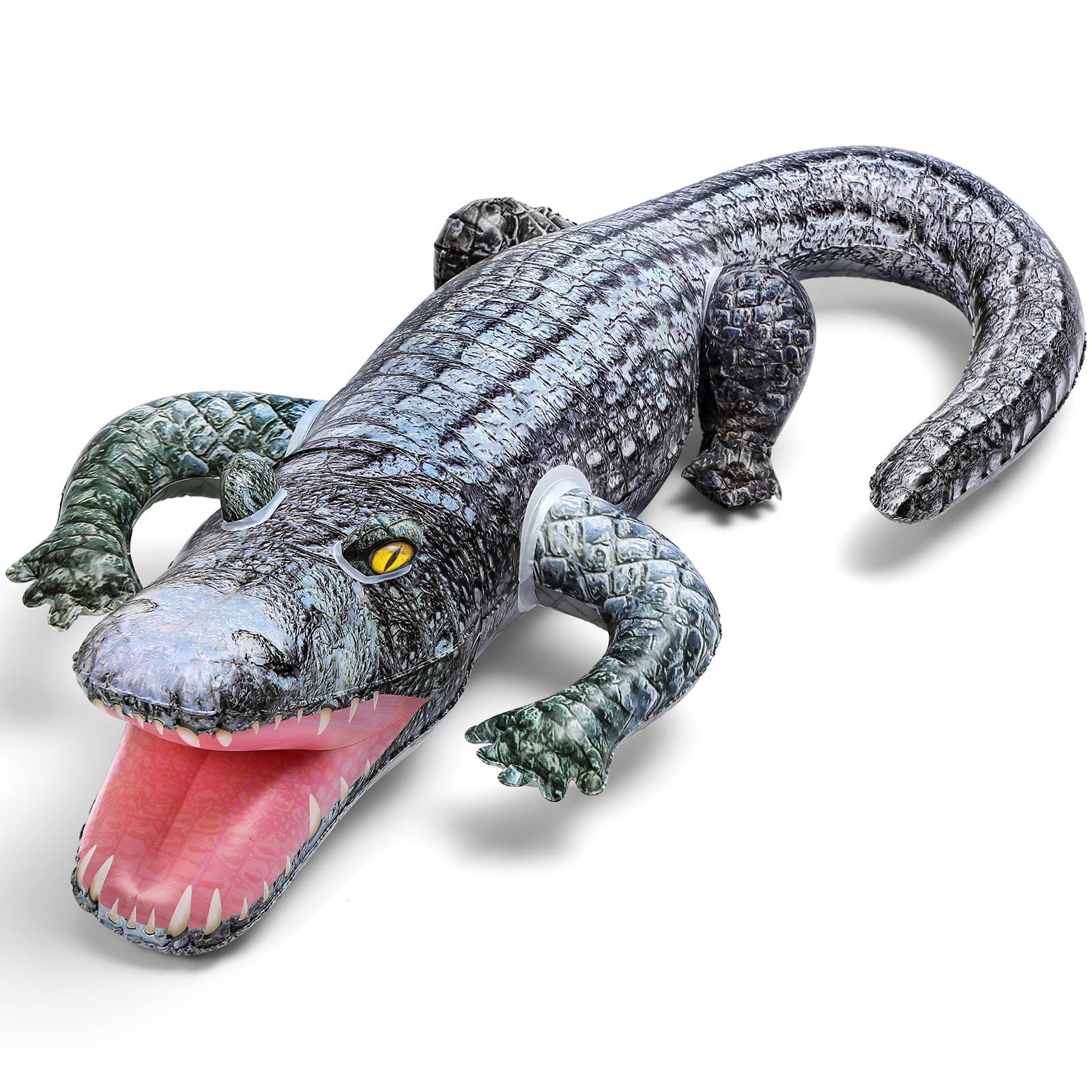 Photo 1 of WinnerWhy 1 Pcs 55" Inflatable Alligator Toys Realistic Blow up Alligator Crocodile Animal Reptile Party Decor Props and Pool Floats Toys Jungle Party Garden Decorations