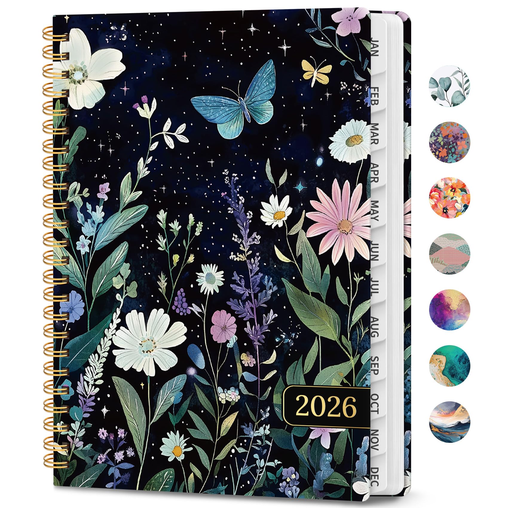 Photo 1 of 2026 Planner, Weekly and Monthly Calendar Planner Book, January 2026 - December 2026, Hardcover Spiral Planner with Monthly Tabs, Notes Pages, Perfect for Women & Men, A5 (6.4" x 8.5") - Starry Garden
