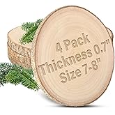 4pcs Wood Slices for Centerpieces 7-8inchs-Christmas Rustic Wood Circles Wedding Table Decor-Unfinished Baby Shower Wood Rounds for DIY Crafts