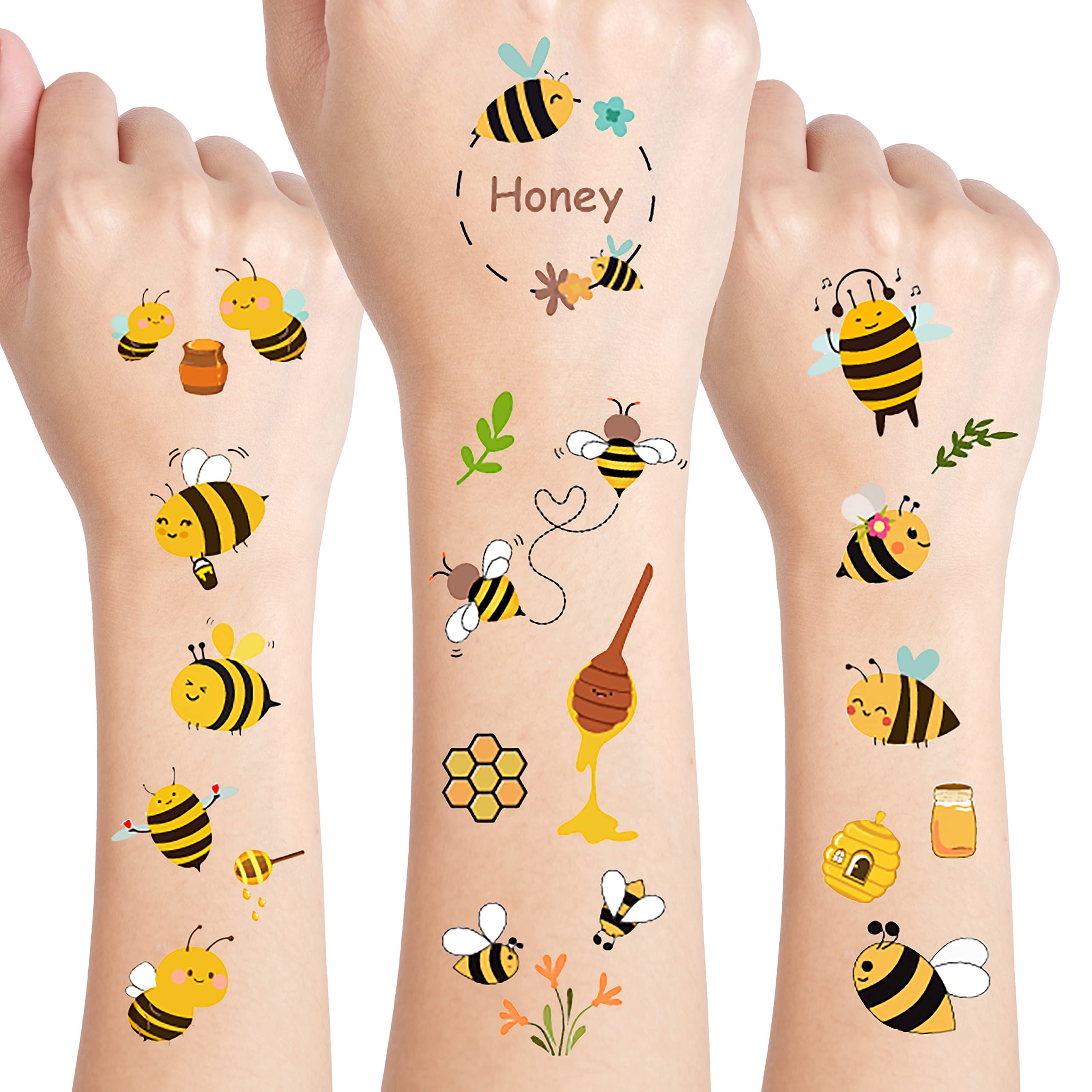 Photo 1 of 120 PCS (24 Sheets) Bumble Bee Temporary Tattoos, Birthday Decorations Bee Party Favors