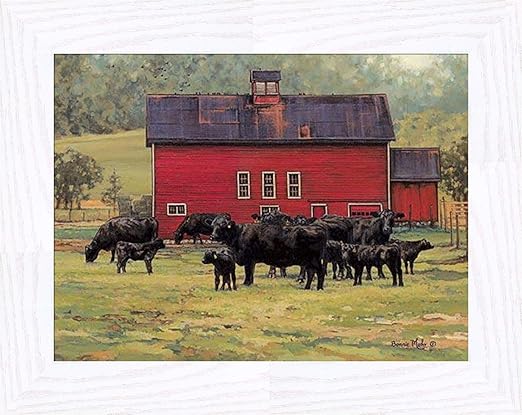 Amazon Com By The Red Barn By Bonnie Mohr 16x20 Black Angus Cows