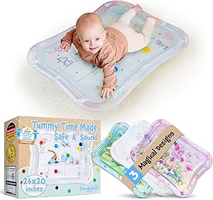 TummyTime Wassermatte by Freudeskind, Baby Wasserspielmatte, 100% Phtalate- & BPA-frei ab 0, 3, 6, oder 9 bis 24 Monate, Sensorische Montessori Spielmatte, Babyspielzeug Bauchlage - Klein