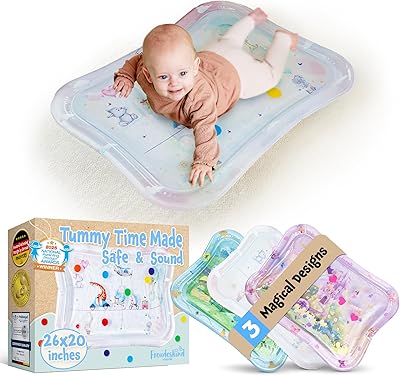 TummyTime Wassermatte by Freudeskind, Baby Wasserspielmatte, 100% Phtalate- & BPA-frei ab 0, 3, 6, oder 9 bis 24 Monate, Sensorische Montessori Spielmatte, Babyspielzeug Bauchlage - Klein