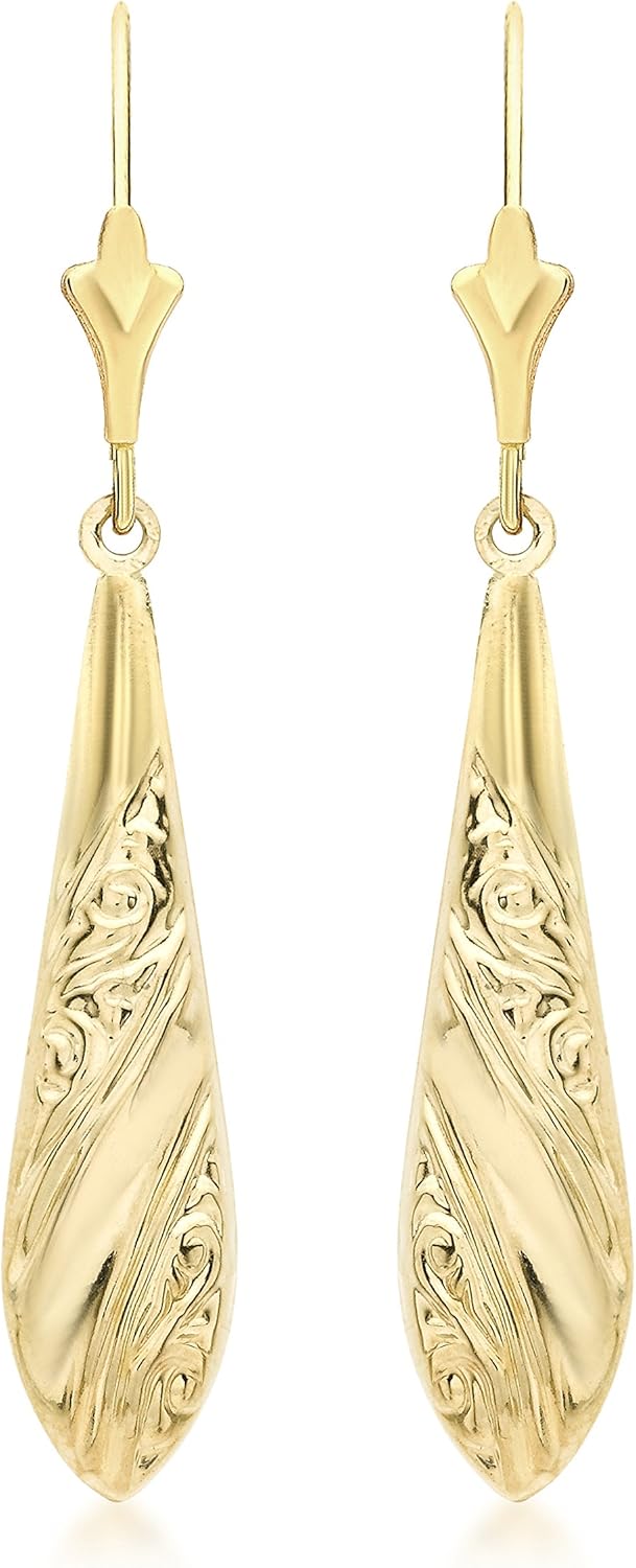 Carissima Gold 9 ct Yellow Gold Embossed Drop Earrings Amazon.co.uk Jewellery