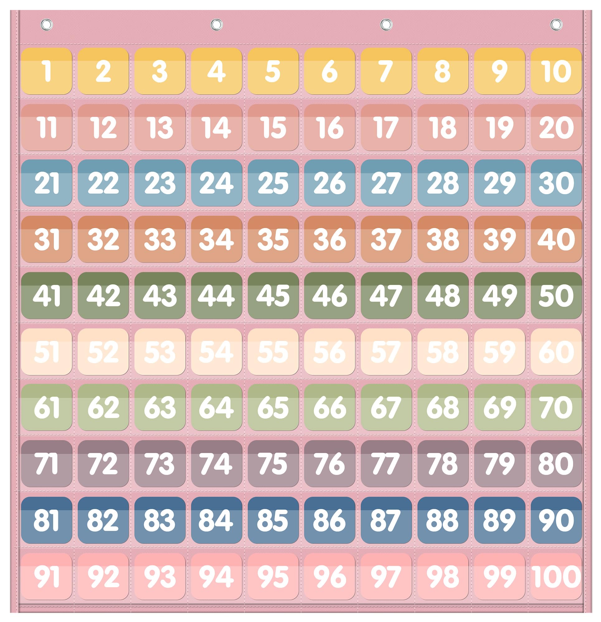 Photo 1 of **INCOMPLETE, SEE LIVE PHOTOS** Yoink 100 Pockets Number Chart with 120 Double-Sided Number Cards, Boho Hundred Pocket Chart for Classroom Homeschool Teachers Kids Learning, Pink