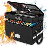 RHM 2 Layer Fireproof Document Box with Lock for Letter/Folder/Certificate | Fireproof to 2000&deg;F, Waterproof, Large Capacity, Night Reflective Strip, Adjustable Handle, Foldable, Anti-static Material
