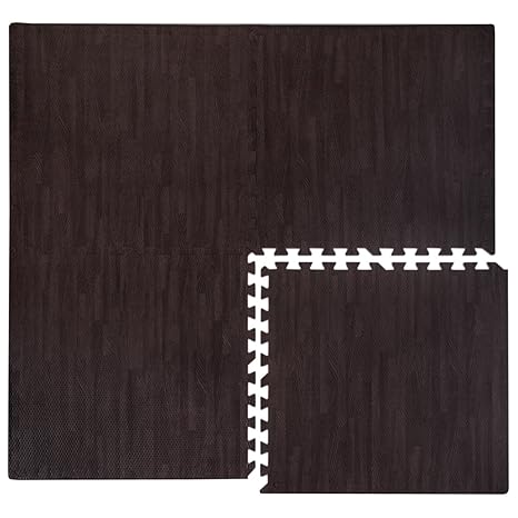 Eyepower Puzzlematten in Holz-Optik Laminat-Muster 4 Matten ca. 60x60cm mit 8 Abschlussleisten erweiterbare Steckmatten Schut