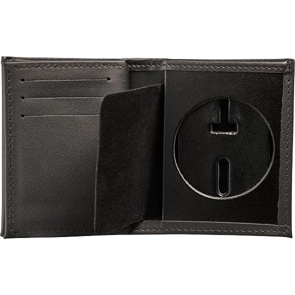 Perfect Fit Leather Badge Wallet For Milwaukee County Sheriff - Black Bi-Fold With Recessed Badge Cutout (PF-768) - View #8