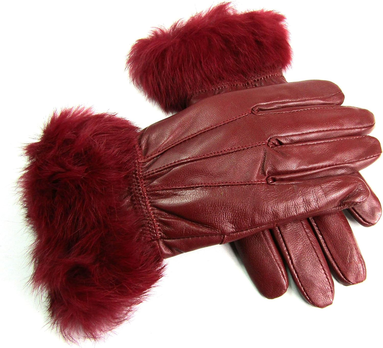 Ladies Leather Gloves Burgundy Fully Lined Amazon.co.uk Clothing