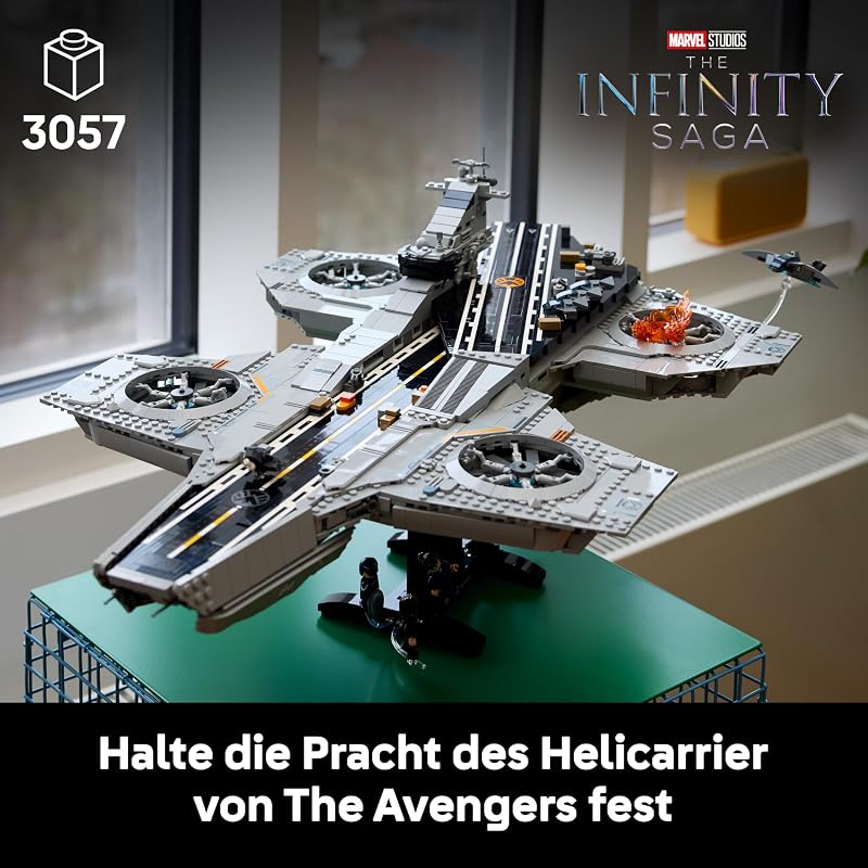 ǀ Marvel S.H.I.E.L.D.-Helicarrier - Flugzeugträger Modellbau für Erwachsene - 6 Minifiguren inkl. Captain America & Nick Fury - DIY Regaldeko - Avengers Geschenk für Fans - 76354