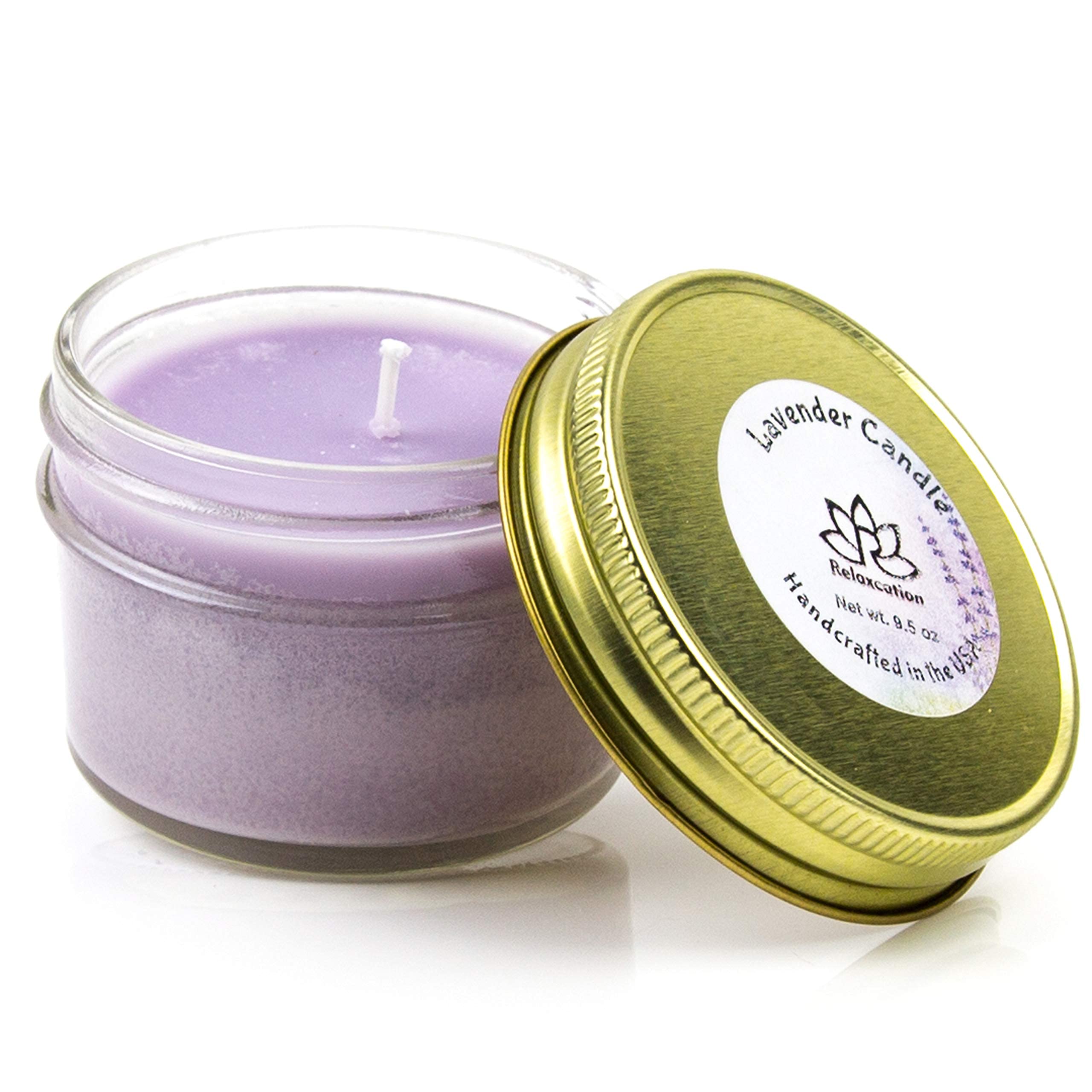Made in USA Spa Gift Baskets for Women Organic Lavender, Bath and Body at Home, Spa Kit, Soy Wax Candle, Natural Oil Bath Salt, 3 Bath Bombs, Soap Bar, Body Sugar Scrub, for Mom, Girls