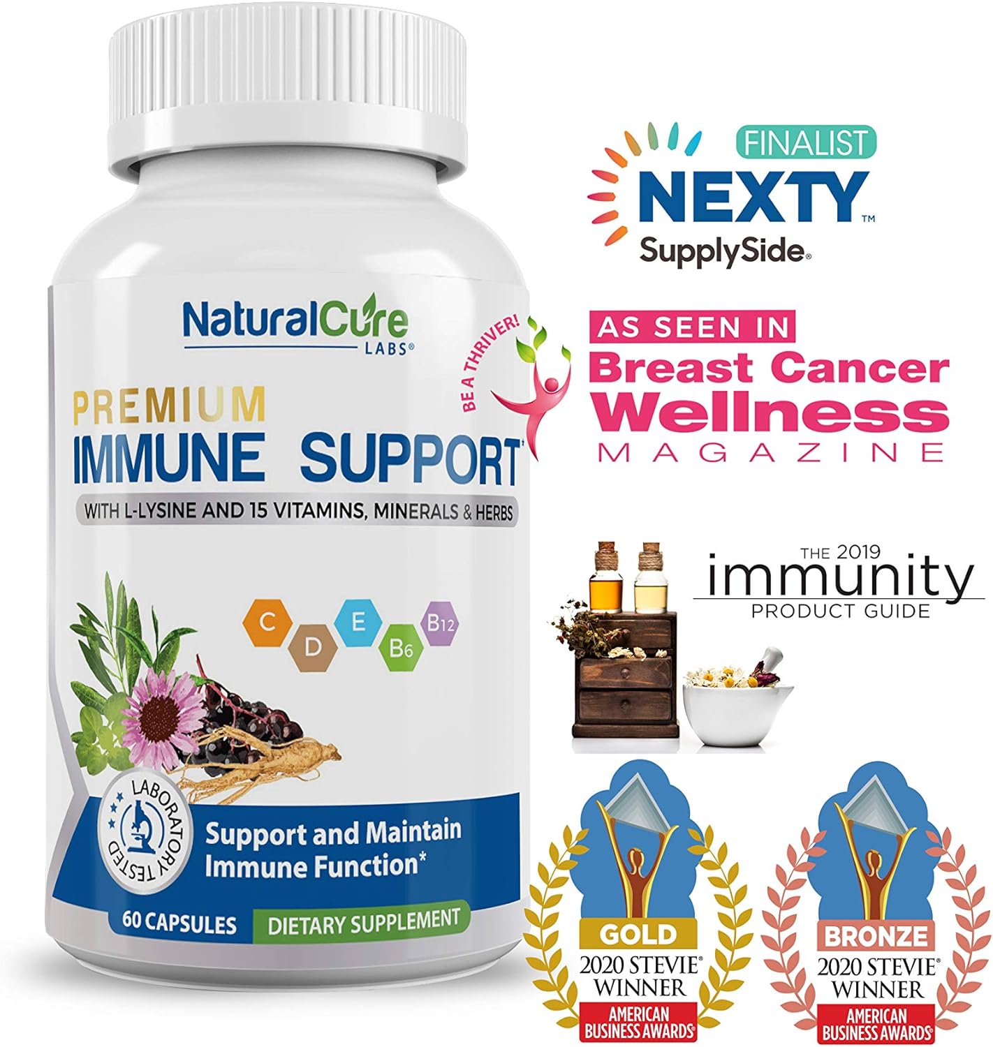 Natural Cure Labs Premium Immune Support, 60 Capsules: Health & Personal Care