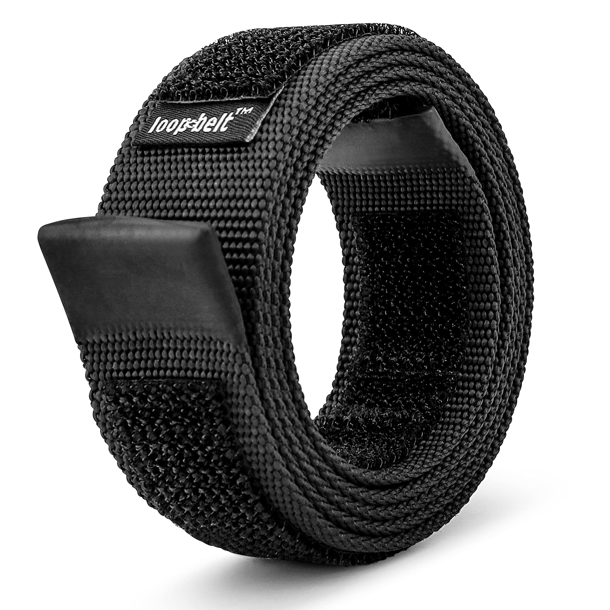 Loopbelt No-Scratch Reversible Web Belt, with Rubber Coated Tips and Advanced H&L Fasteners - black - Large