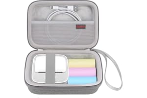Elonbo Carrying Case for iDPRT Mini Printer, Label Maker Machine Travel Bag, Portable Sticker Thermal Label Printer Storage Holder, Mesh Pocket Fits Printer Paper Label Tape, Grey