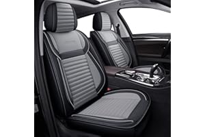 LINGVIDO Car Seat Covers, Breathable and Waterproof Faux Leather Automotive Seat Covers for Cars SUV Truck Sedan,Universal Anti-Slip Seat Cover with Backrest (Front Seat, Gray+Black)