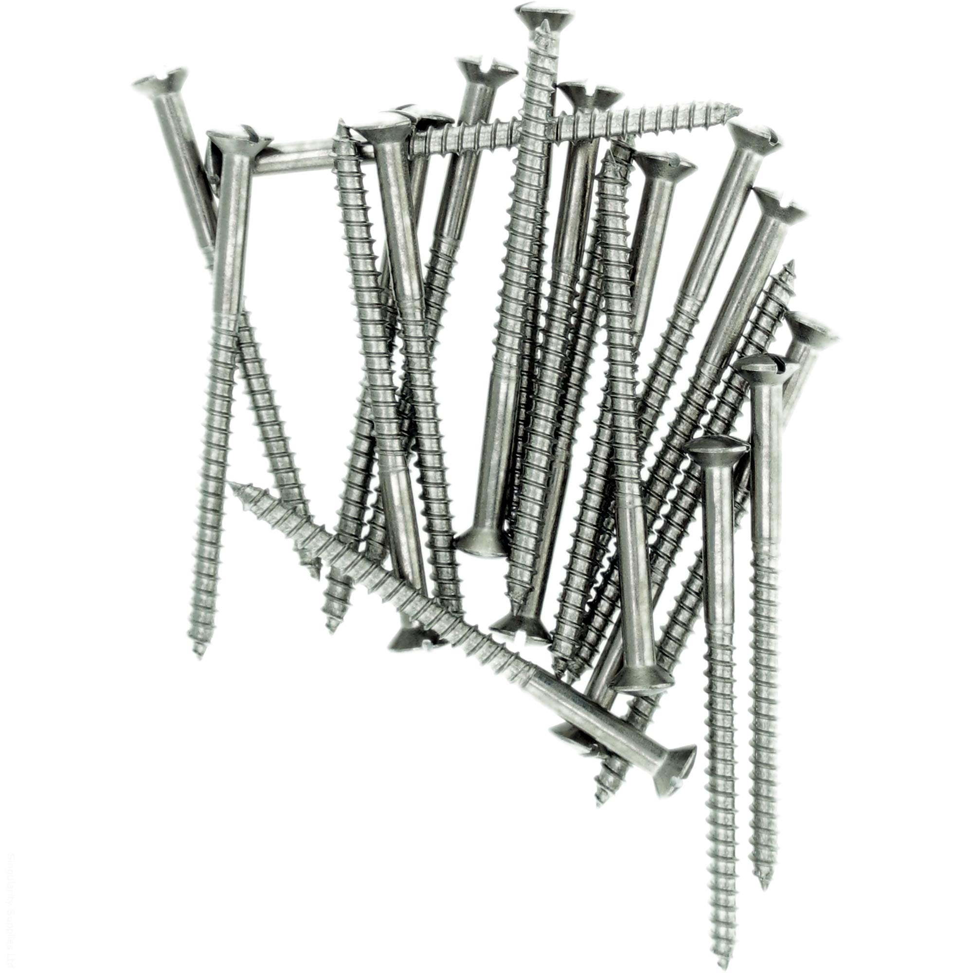 No.9 x 1.98 (4.5mm x 50mm) Slot Raised Countersunk Wood Screw - Stainless Steel (A2) (Pack of 20)