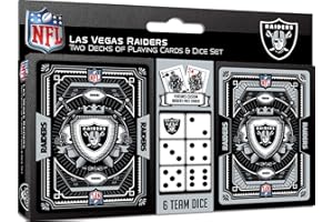 Masterpieces Game Day - NFL Las Vegas Raiders 2-Pack Playing Cards & Dice Pack - Officially Licensed Set for Adults and Family