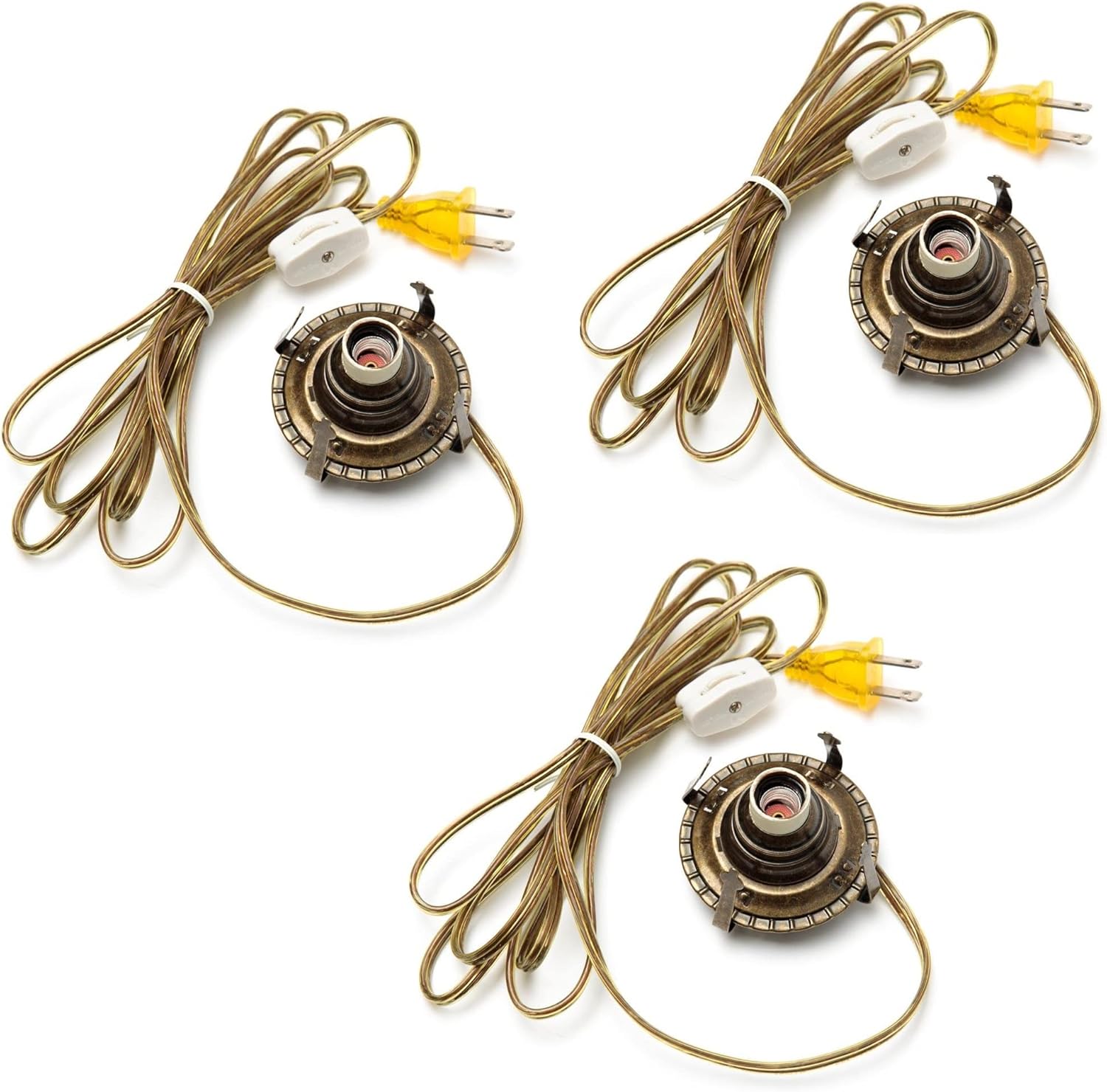 Oil Lamps & Accessories - Factory Direct Craft Pack of 3 Antique Brass Electric Converter Burner Lamp Wiring Kits - UL Rated Lighting Kits for Conversion Lamp Making (fit Size #1 Small lamp Collars)