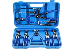 DASBET 9PCS Wire Long Reach Hose Clamp Pliers Set Fuel Oil Water Hose Auto Tools, Auto Clamp Remover Kit with Flexible Wire f