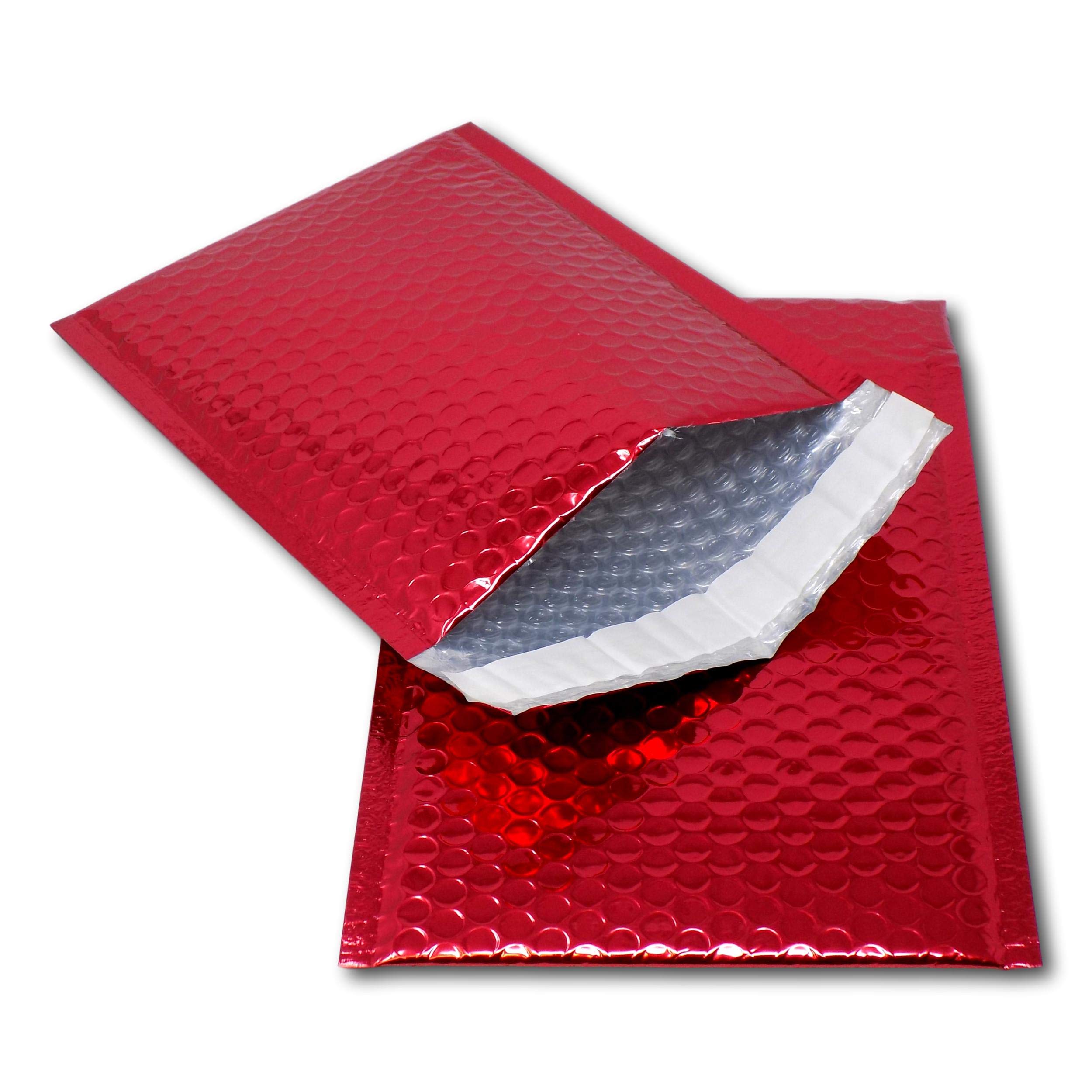 EPOSGEAR 10 Red Shiny Metallic Foil Bubble Padded Bag Mailing Envelopes - Perfect for Marketing, Promotions or and Alternative to Gift wrap (A5 / C5 (DVD) - 250mm x 180mm)