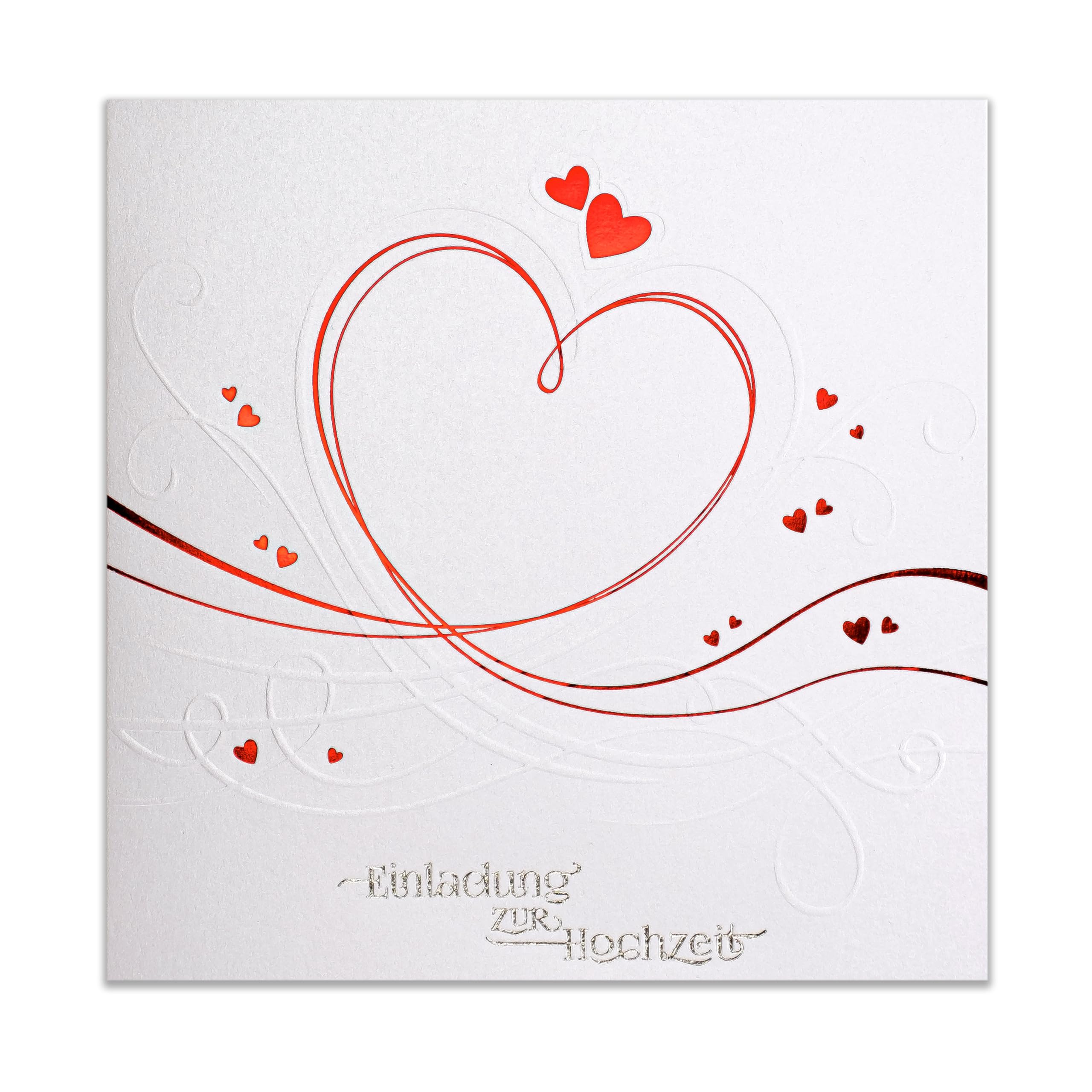 art nuvo ZAP_DE_07 WEDDING INVITATIONS - SET OF 20 135x135mm WITH PRINTABLE INSERTS AND ENVELOPES FOR WEDDING - RED FOIL PRESSED PATTERN ON METALLIC PAPER