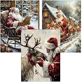 3 Pack Diamond Art Kits for Adults Christmas Diamond Painting Kit 12x16in | 5D Santa Claus and Reindeer Diamond Art Kit for Adult, DIY Full Drill Christmas Diamond Dots Gem Art Kits for Home Decor Gift