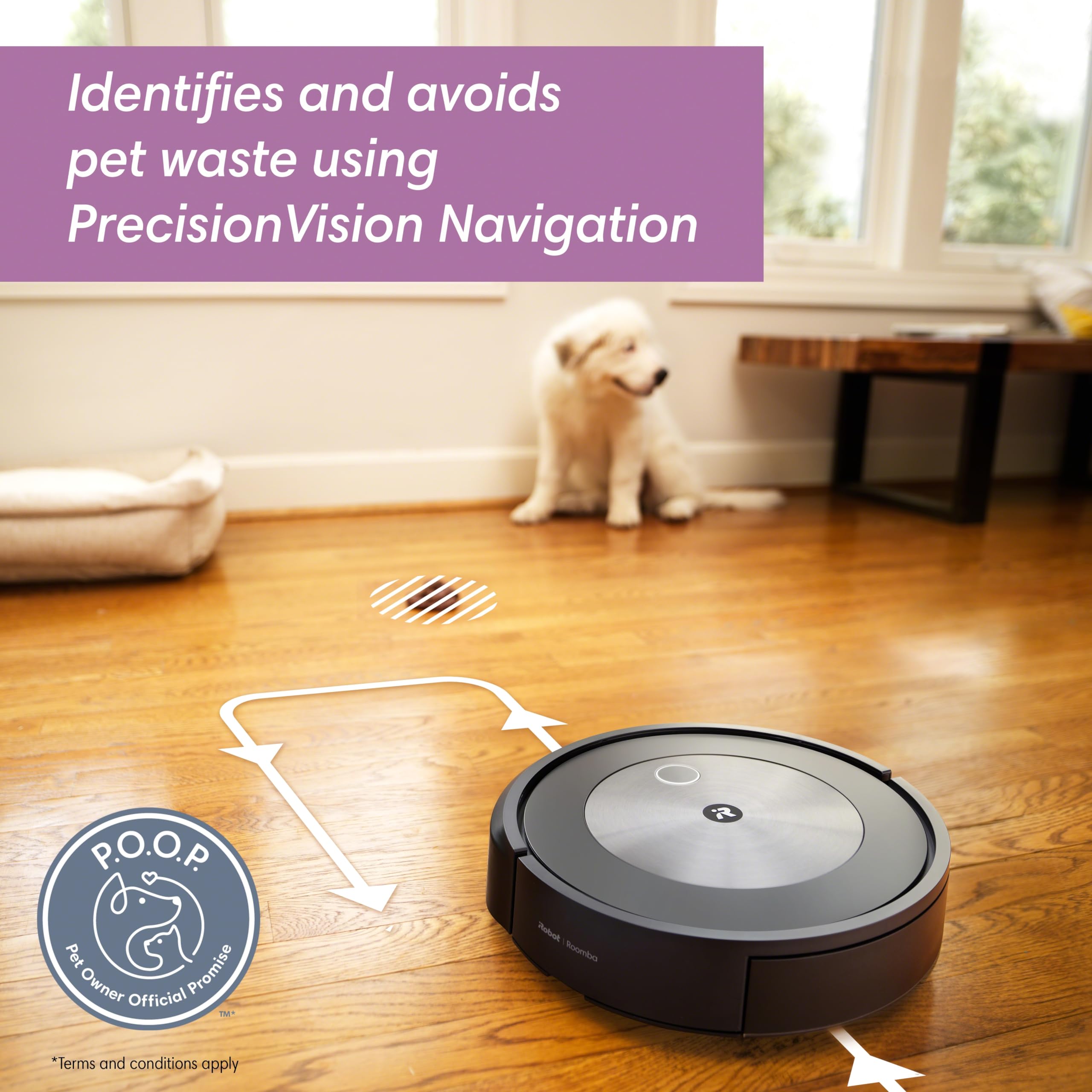 iRobot Roomba j7+ (7550) Self-Emptying Robot Vacuum – Uses PrecisionVision Navigation to Identify & Avoid Objects Like Socks, Shoes, & Pet Waste, Smart Mapping, Self-Empty for Up to 60 Days - View 4