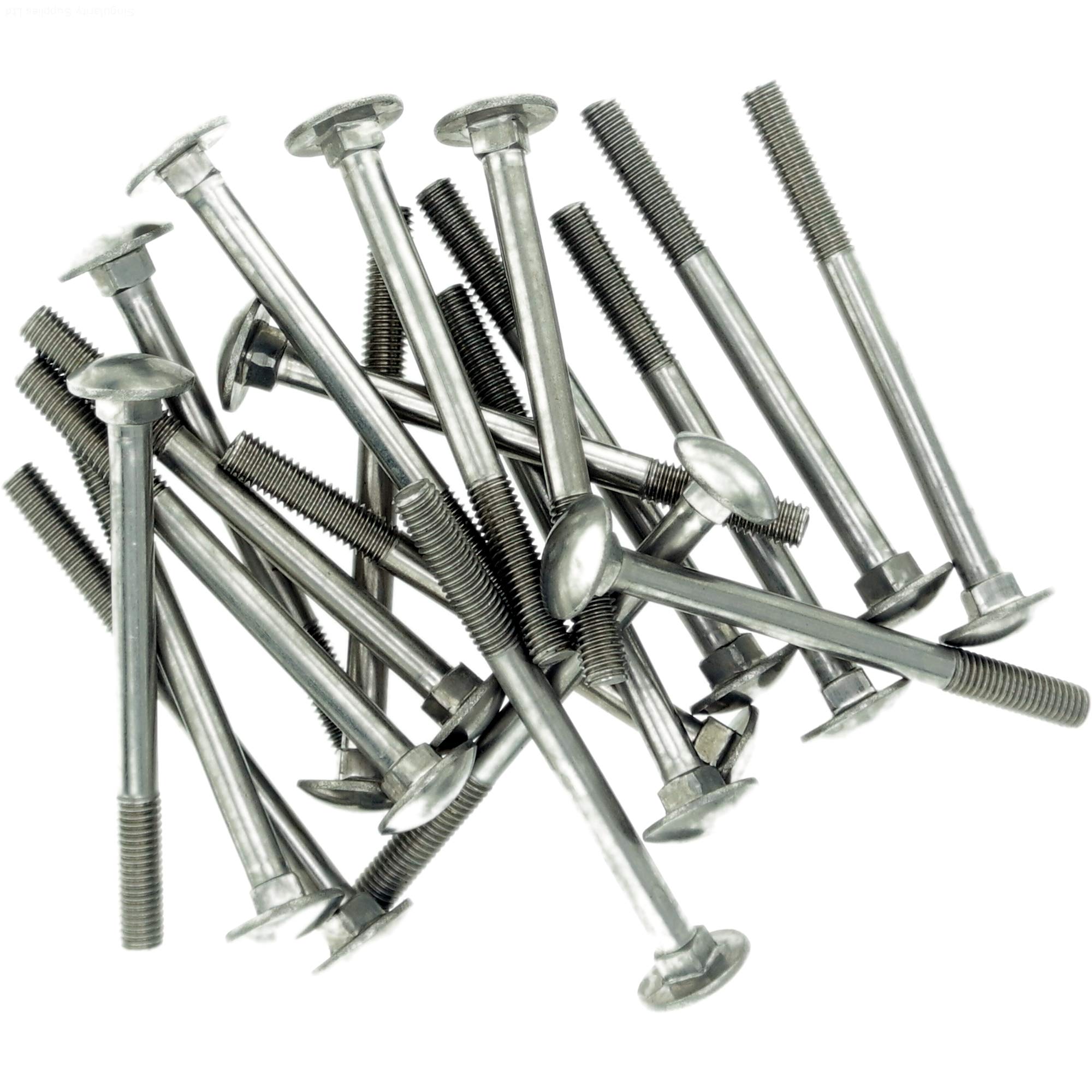 M6 (6mm x 50mm) Cup Square Carriage Bolt (Partially Threaded) - Stainless Steel (A2) (Pack of 10)