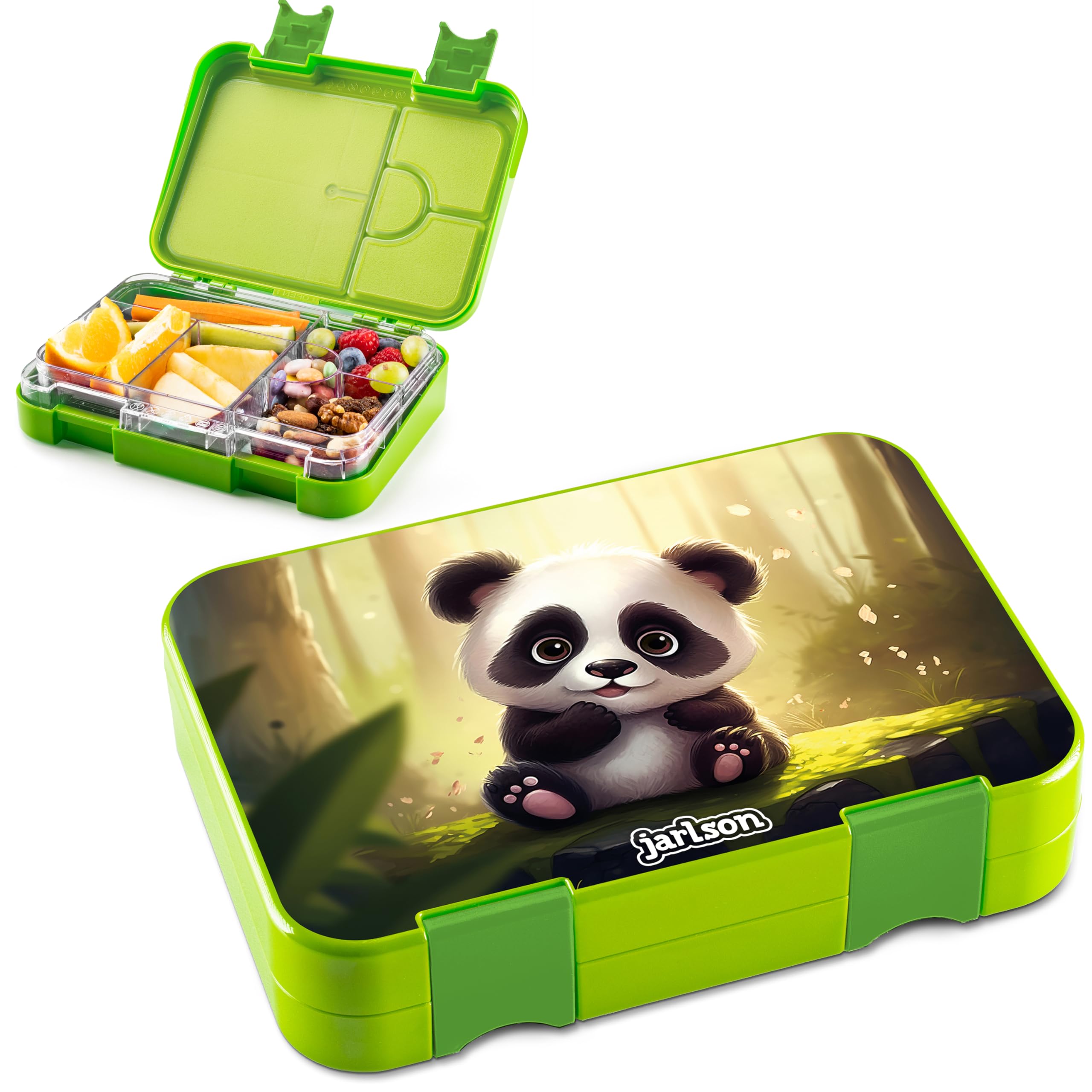 Jarlson® Children's Lunch Box with Compartments - Toni Lunch Box - Bento Box Leak-Proof - Lunch Box for Nursery and School - Girls and Boys | Lunch Box | Snack Box (PANDA)