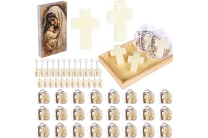 TLY 24 Sets Baptism Favors for Guests 24 Cross Soap 24 Christian Key Rings 24 Vintage Cards and 24 Organza Bags Baby Shower Soap Favors Christen Communion Baptism Souvenirs Gifts