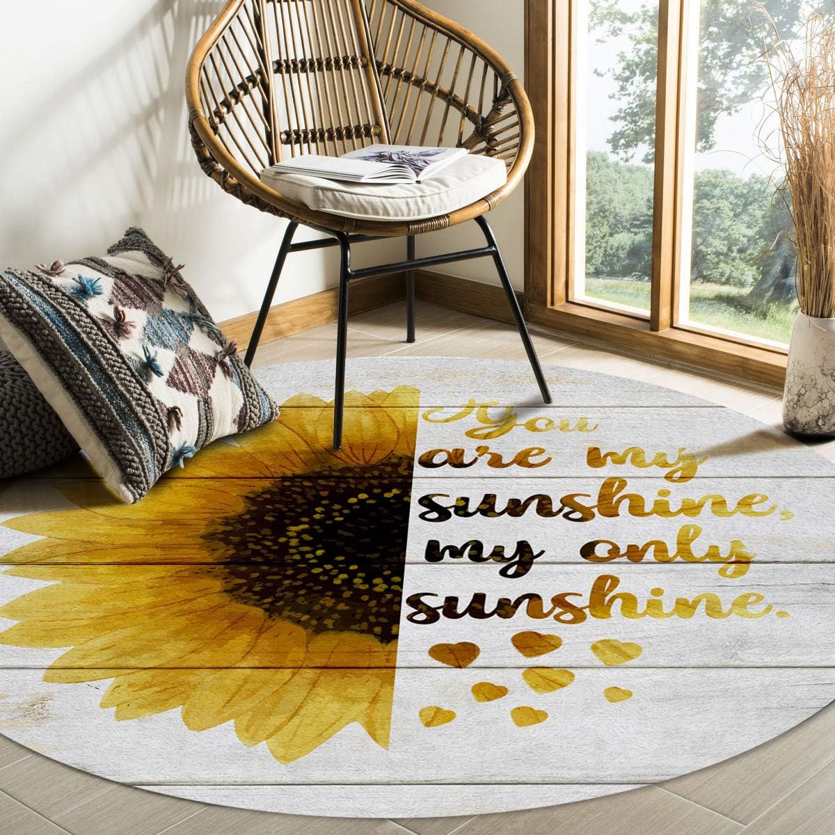 FAMILYDECOR Round Area Rug You are My Sunshine My Olny