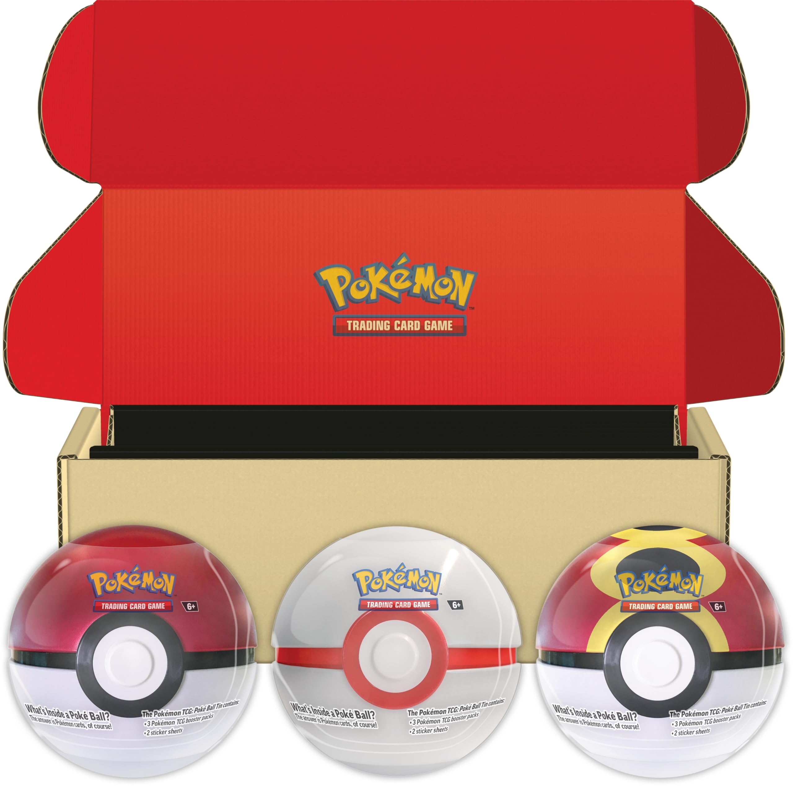 Pokémon TCG: Poké Ball Tin Bundle—Poké Ball, Premier Ball & Repeat Ball (9 Pokémon TCG Booster Packs & 6 Sticker Sheets)