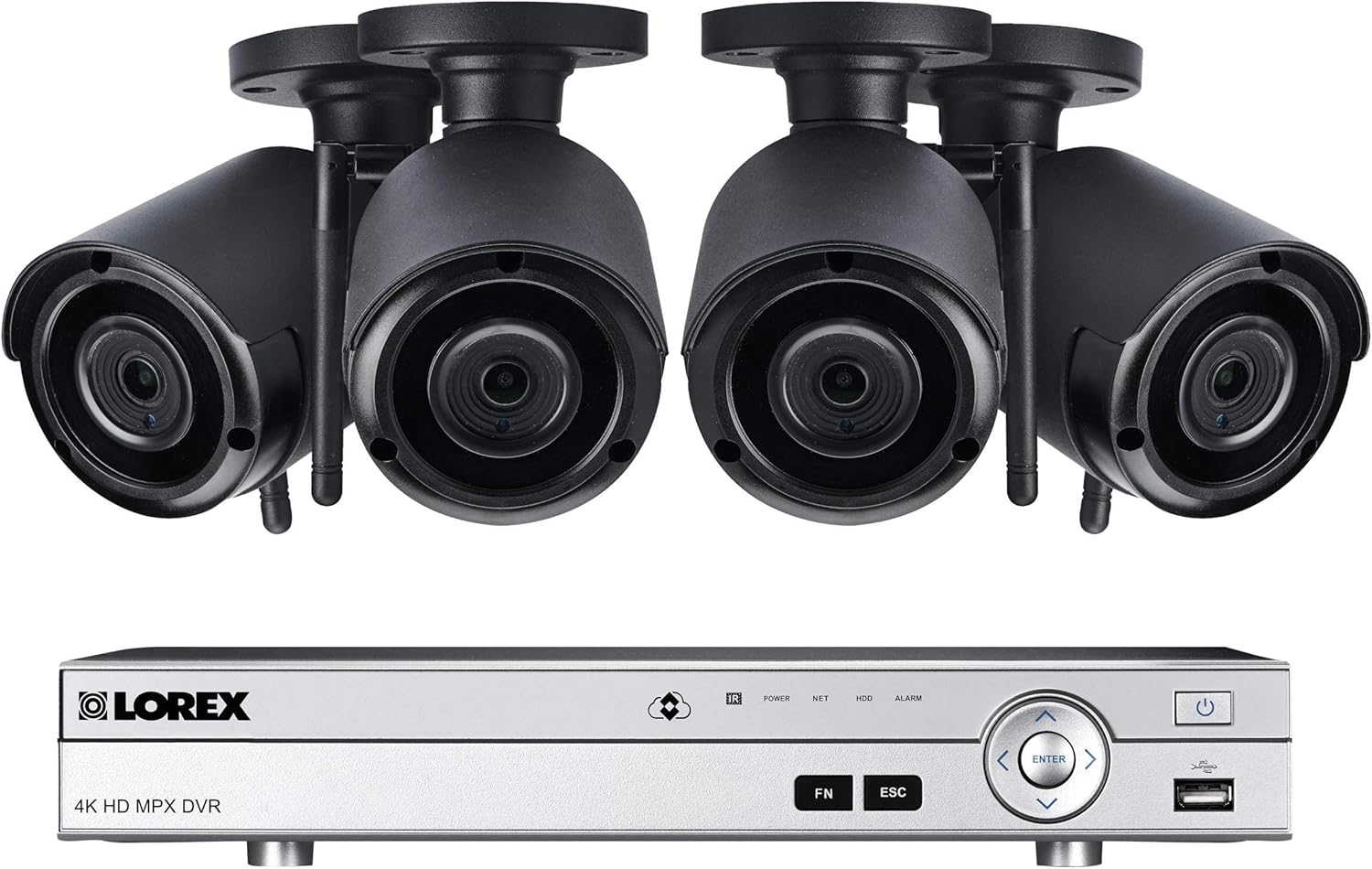 Lorex Weatherproof Indoor/Outdoor Wireless Home Surveillance 1080p HD Security System, Ultra HD Cameras w/Long Range Night Vision(4 Pack) - Includes 8 Channel 4K HD Wirefree DVR w/1TB Hard Drive