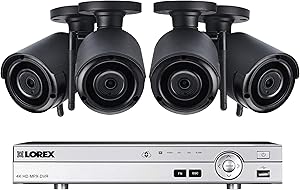 Lorex Weatherproof Indoor/Outdoor Wireless Home Surveillance 1080p HD Security System, Ultra HD Cameras w/Long Range Night Vision(4 Pack) - Includes 8 Channel 4K HD Wirefree DVR w/1TB Hard Drive