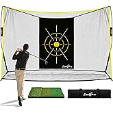LIBERRWAY Golf Practice Net, 10x7x3ft Heavy Duty Driving Range Net with Tri-Turf Mat, 6 Golf Balls, 8 Tees & Carry Bag, Gifts for Golfers