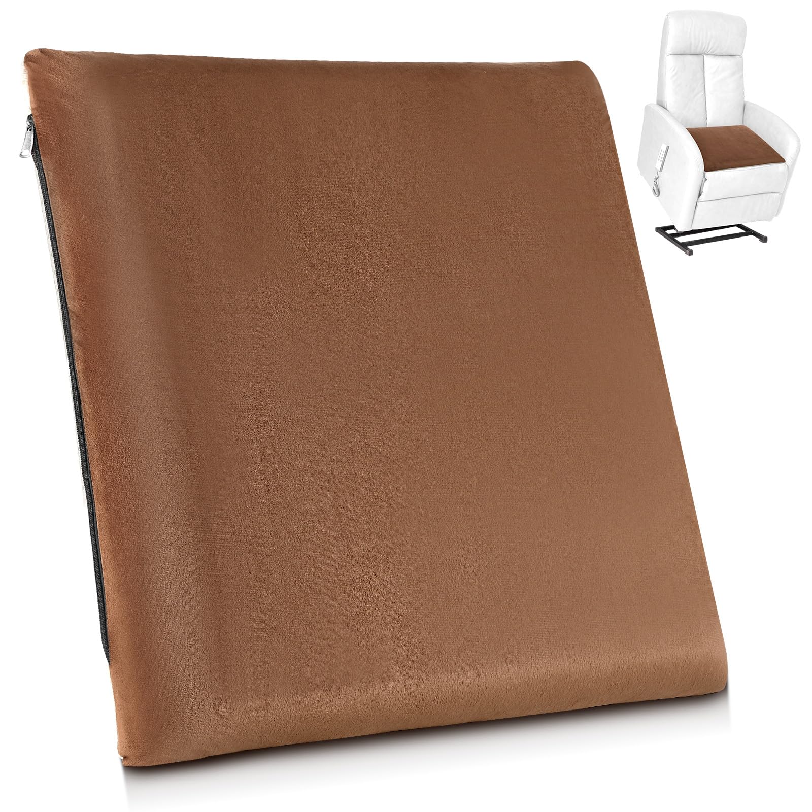 Photo 1 of GlikCeil Recliner Cushion for Elderly with Memory Foam Square Seat Chair Cushion for Recliner Thick Non Slip Seat Pad for Chair, Couches(20 x 20 x 3,Brown)