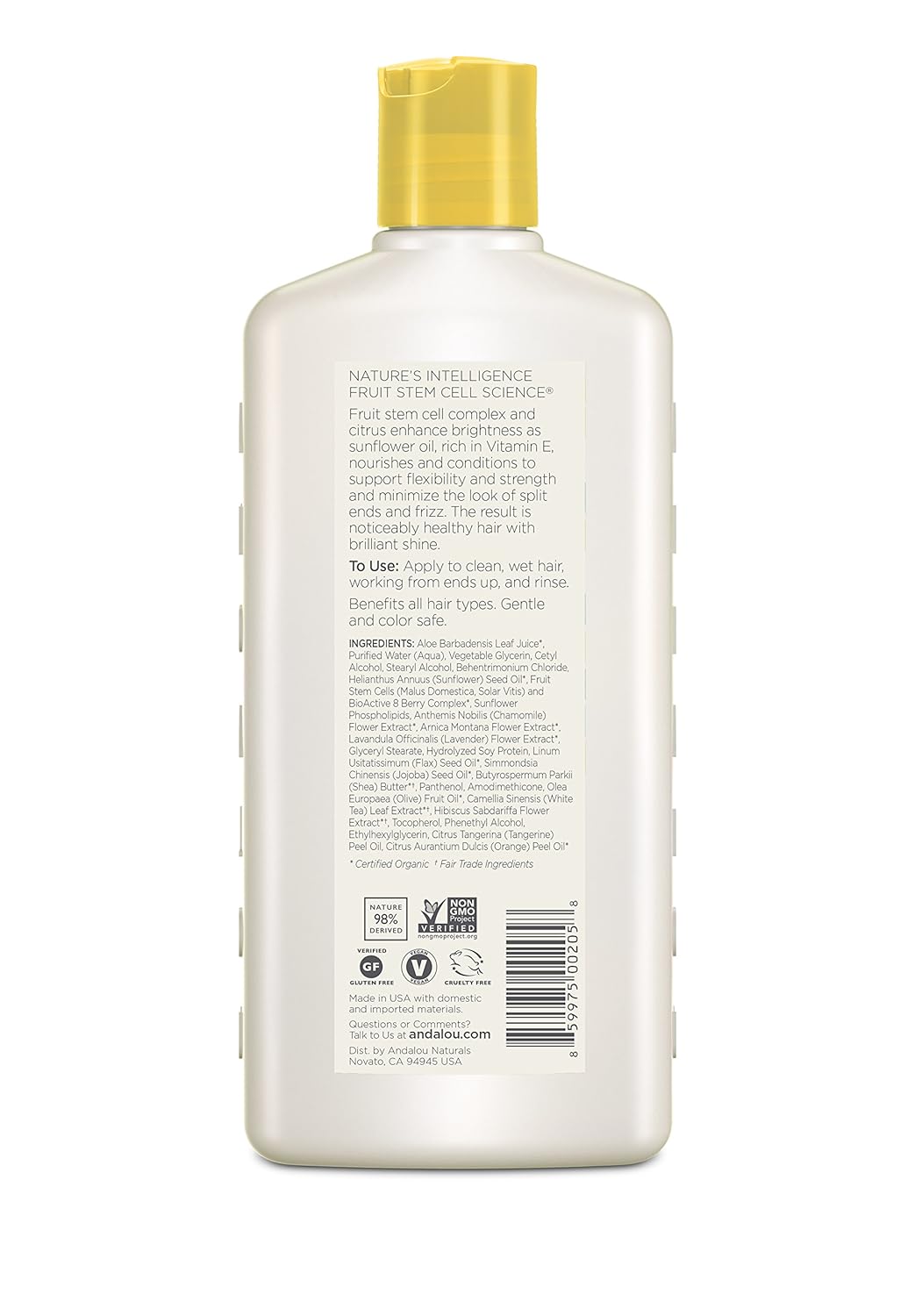 Andalou Sunflower and Citrus Brilliant Shine Conditioner 340 ml, Healthy Shine Sunflower and Citrus, 340 ml (Pack of 1) - Image 3
