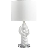 Amazon Brand – Rivet Modern Cactus Table Lamp, 19"H, With Bulb, White with Linen Shade