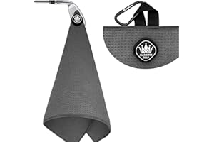 MAGOLFIN Magnetic Golf Towel with Carabiner Clip, Microfiber Waffle Design - Industrial Strength Magnet for Strong Hold to Golf Bags, Carts & Clubs - Gray