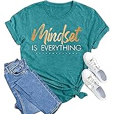 MAIHUN Inspirational Shirt for Women Mindset is Everything Tshirt Positive Kindness Short Sleeve